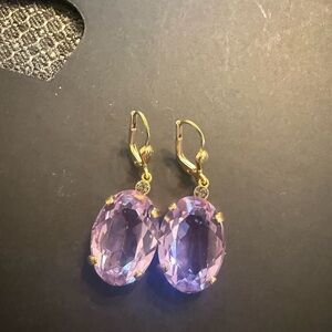 Elegant Gold and Purple Drop Earrings